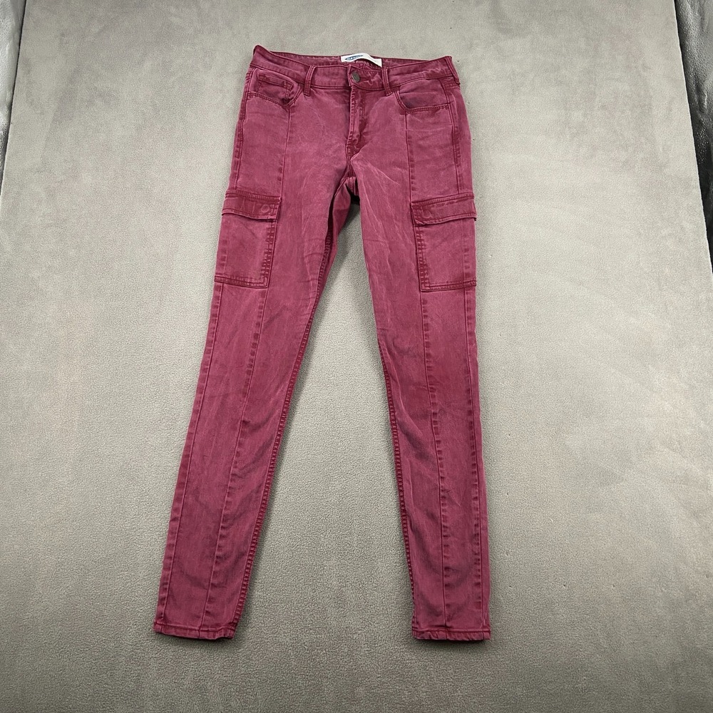 Old Navy Rockstar Super‎ Skinny Cargo Jeans Womens 4 Tall Pink Mid Rise Straight